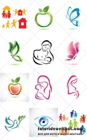   -   | Happy family - collection of logos, 