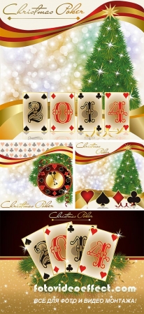 Stock: Christmas poker casino background, vector
