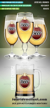 7 Beer Glasses Logo Mock-Up