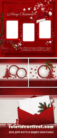 Stock Photo: Christmas red background with warm