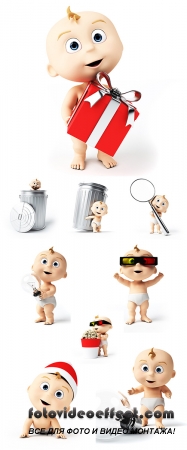 Stock Photo: 3D rendered toon character - cute baby