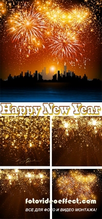 Stock: Happy New Year fireworks background