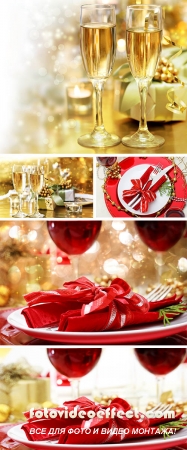 Stock Photo: Decorated Christmas Dinner Table