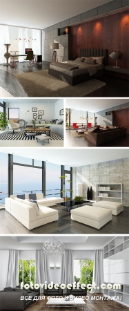 Stock Photo: Modern wooden living room interior