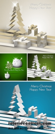 Stock: Merry Christmas card made from paper