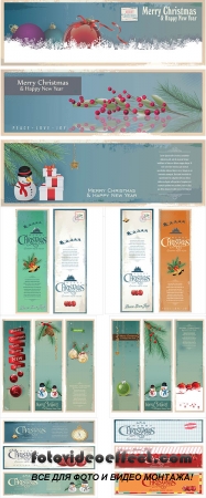 Stock: Merry Christmas banners set design 3