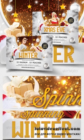 Spinning Winter And Xmas Party Template