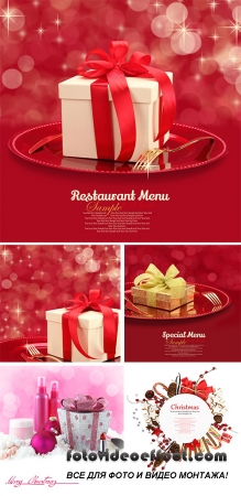 Stock Photo: Festive table setting with gift box