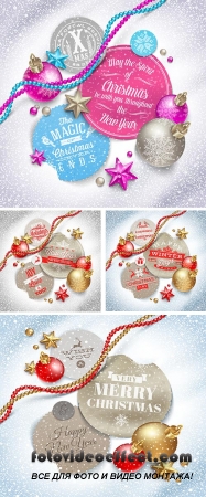 Stock: Labels with Christmas greeting and holiday