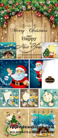 Stock: Christmas decorations on wood