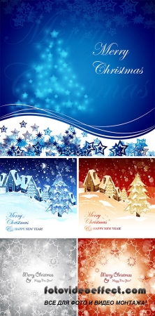 Stock: Christmas Houses Background - Vector