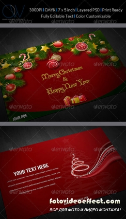 Christmas and New Year Greeting Card