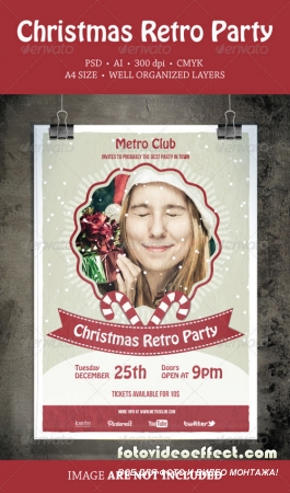 Christmas Retro Party Flyer