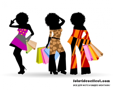  Stock: Stylish girls, female silhouettes