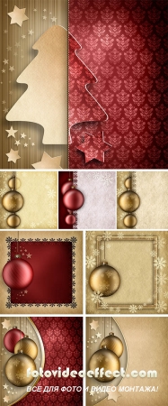 Stock Photo: Christmas background - golden baubles