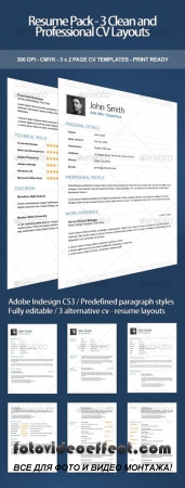 Resume Pack  3 Clean and Professional CV Layouts