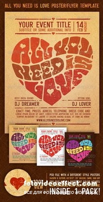 GraphicRiver - All You Need Is Love Vintage Poster/Flyer Template - 0154569
