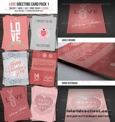 GraphicRiver - Love You Greeting Card Pack I - 6603731