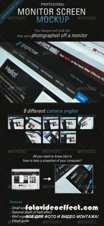 Monitor Screen Mockup  8 Realistic Effects