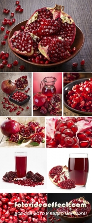 Stock Photo: Pomegranate with leafs