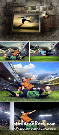  Stock Photo: Football player on field of stadium