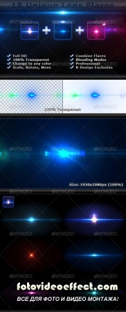 18 Unique Lens Flares  Light Effects Bundle 4-6