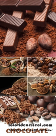 Stock Photo: Chocolate with cocoa beans