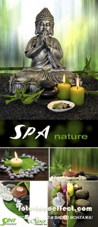 Stock Photo: Candles and stones for spa