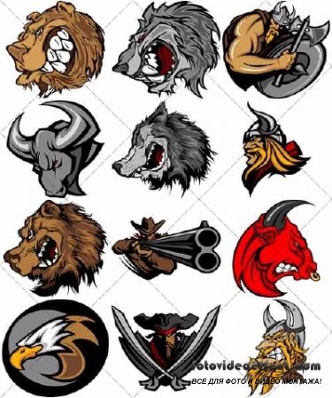   , , , , , ,  | Mascots sports teams, pirate, viking, bear, bulldog, wolf, grizzly - 
