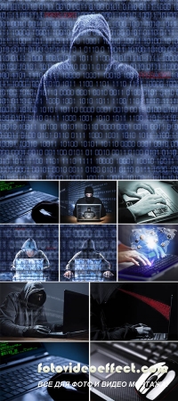 Stock Photo: Hacker and laptop