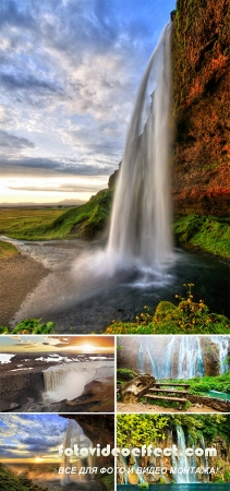 Stock Photo: Waterfall, Iceland - Seljalandsfoss