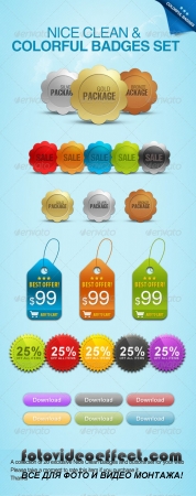 Nice Clean & Colorful Badges Set