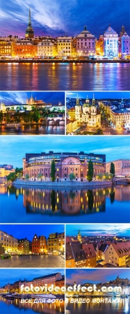 Stock Photo: Night scenery of Stockholm, Sweden