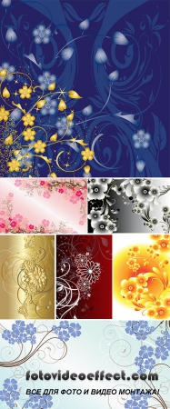 Stock: Flower ornament on vector backgrounds