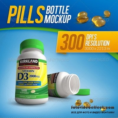 GraphicRiver - Tablets, Vitamins and Pills Bottle Mockup