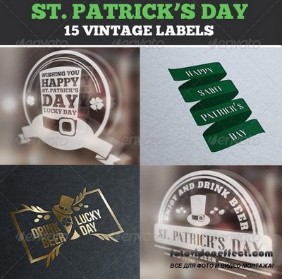 GraphicRiver - Saint Patrick's Day Vintage Labels & Badges Logos