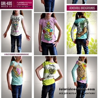 GraphicRiver - Girl Kids T-Shirt Mock Up
