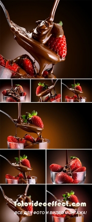 Stock Photo: Strawberries and chocolate 