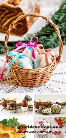 Stock Photo: Easter cake and eggs