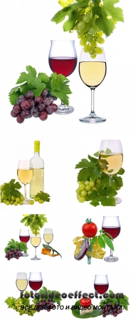 Stock Photo: Red and white wine, wine still life with grapes