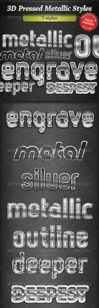 3D Pressed Metallic Text Styles
