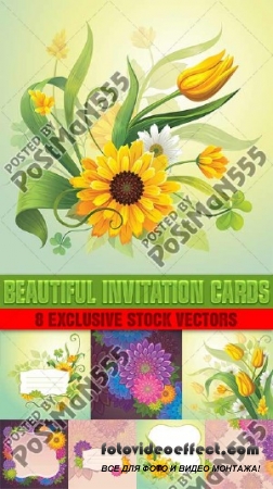        | Beautiful flowers and leaves for invitation Cards, 