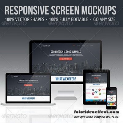 GraphicRiver - Responsive Screen Mockup Set - 7400084
