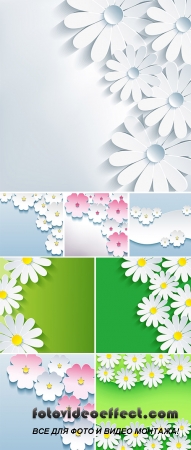Stock: Abstract floral stylish background with 3d flowers