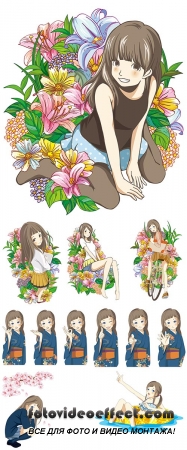 Stock: Girl with flowers