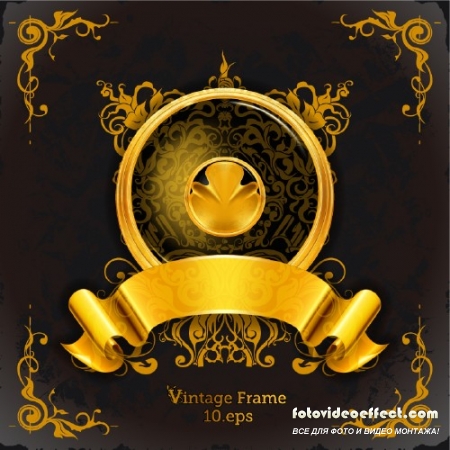 Vector - Retro golden decorative frame