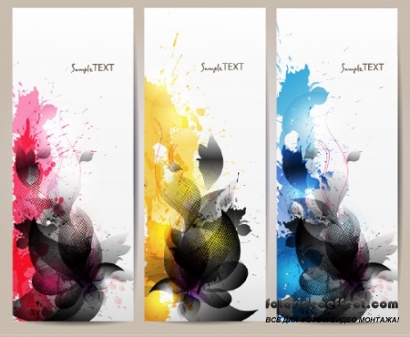 Abstract color ink banner vector