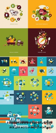 Stock: Set of flat design concept icons