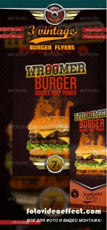 3 Burgers Vintage Posters (Flyers)