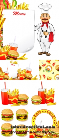 Stock: Group of fast food products